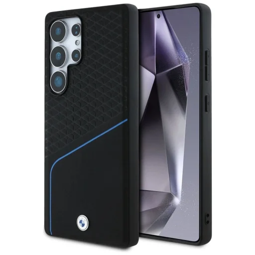 BMW Bőr Textúrált és Sima MagSafe tok Samsung Galaxy S25 Ultra - fekete tok - 1