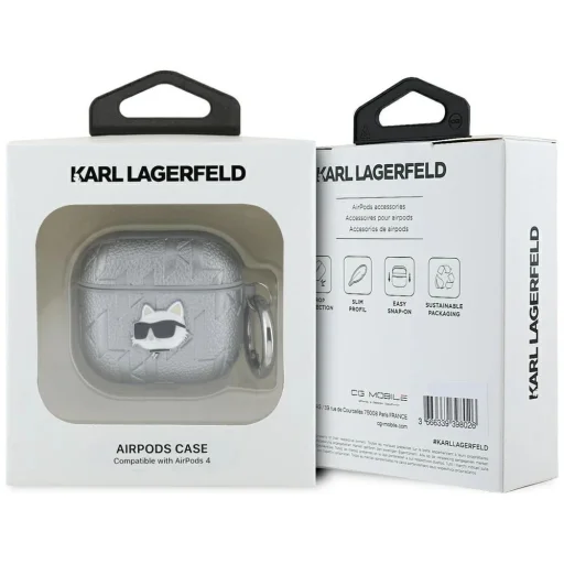 Karl Lagerfeld Monogram Choupette Head tok AirPods 4 - ezüst - 3