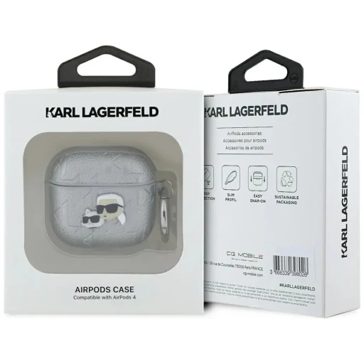 Karl Lagerfeld Monogram Karl & Choupette Head tok AirPods 4-hez - ezüst - 3