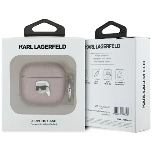 Karl Lagerfeld Monogram Karl Head tok AirPods 4-hez - Pink - 3
