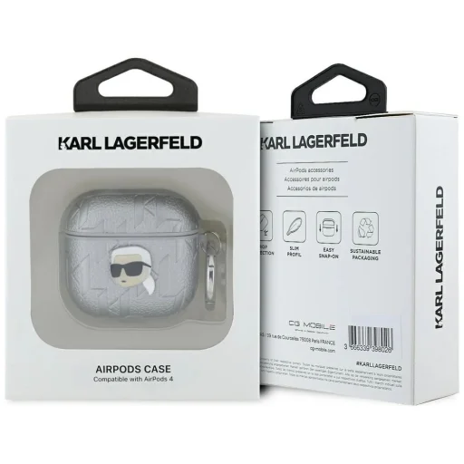 Karl Lagerfeld Monogram Karl Head tok AirPods 4-hez - ezüst - 3