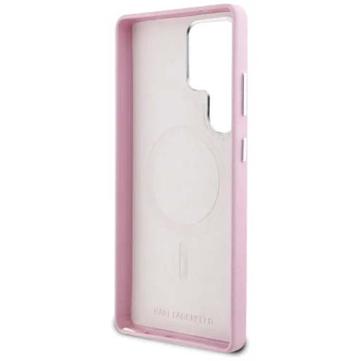 Karl Lagerfeld Saffiano Full Wrapped Elongated Metal Logo MagSafe tok Samsung Galaxy S25 Ultra - Pink tok - 8