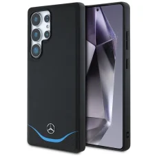 Mercedes Leather Contrasted Blue Horizontal Curve MagSafe tok Samsung Galaxy S25 Ultra - Fekete