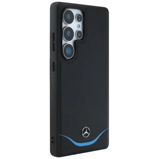 Mercedes Leather Contrasted Blue Horizontal Curve MagSafe tok Samsung Galaxy S25 Ultra - Fekete - 4