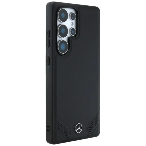 Mercedes Bőr Ívelt Varrások Tok Samsung Galaxy S25 Ultra - Fekete Tok - 4