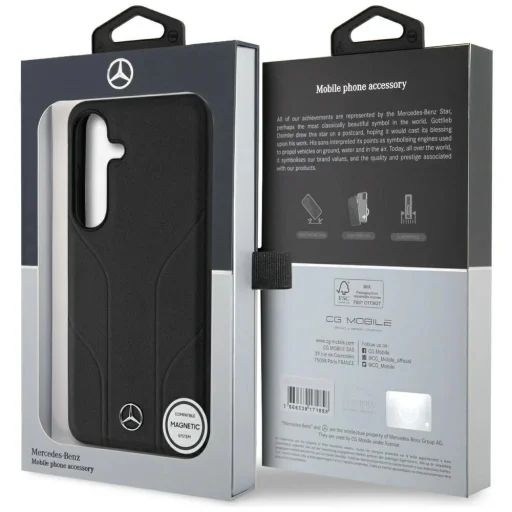 Mercedes bőr debosszált vonalak MagSafe Samsung Galaxy S25+ tok - fekete - 8