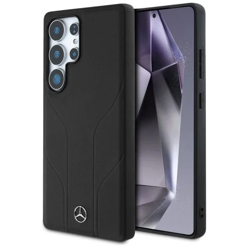 Mercedes Leather Debossed Lines MagSafe tok Samsung Galaxy S25 Ultra - fekete - 1