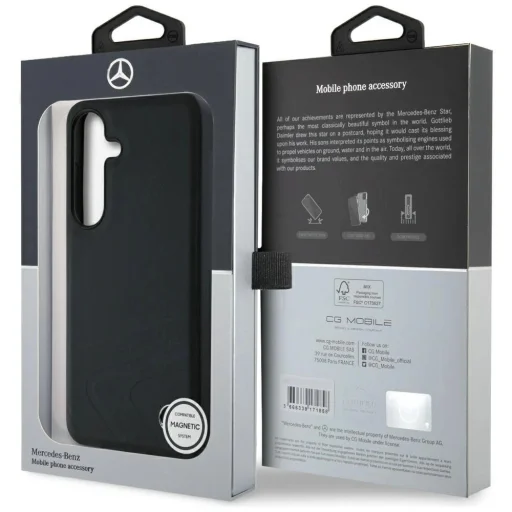 Mercedes bőr horizontális domborított ívek MagSafe tok Samsung Galaxy S25 - Fekete tok - 8