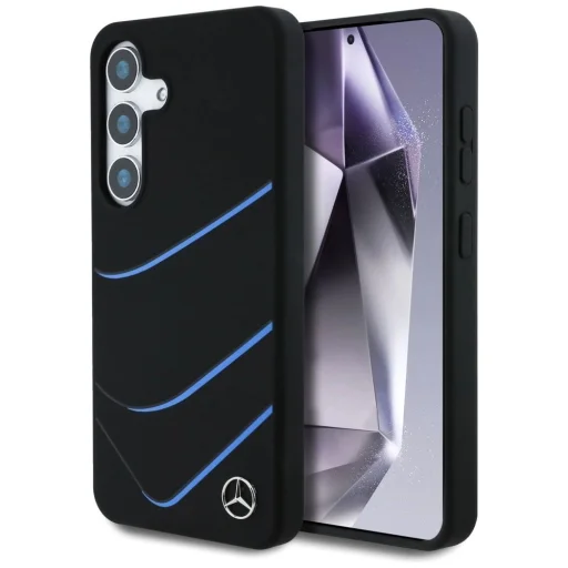 Mercedes Szilikon Kontrasztos Ívek MagSafe Tok Samsung Galaxy S25 - Fekete tok - 1