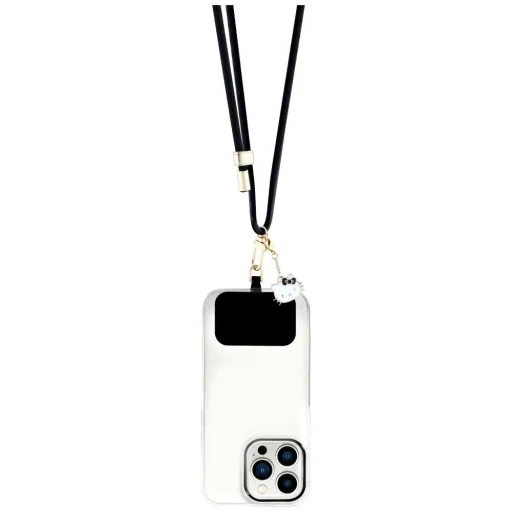 Hello Kitty Patch & Kitty Head Charm univerzális telefontartó nyakpánt - Fekete - 2