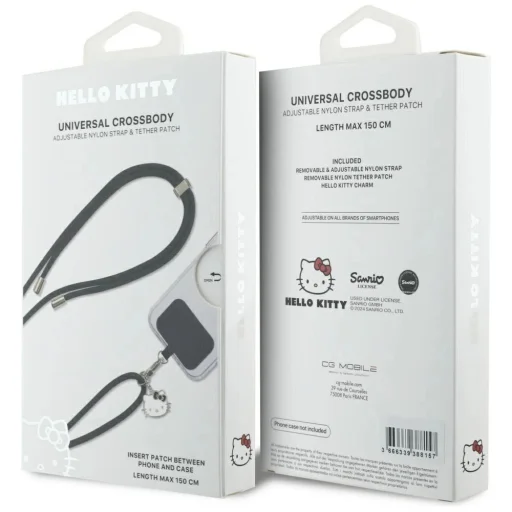 Hello Kitty Patch & Kitty Head Charm univerzális telefontartó nyakpánt - Fekete - 5