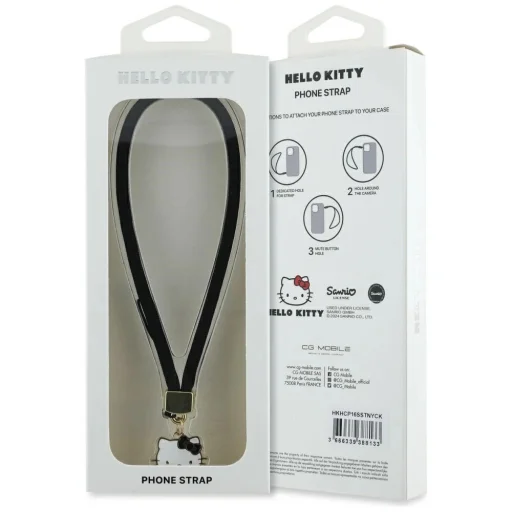 Hello Kitty Nylon Zsinór Kitty Fej Telefon Amulett - Fekete - 3