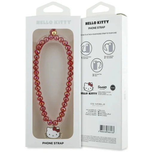 Hello Kitty Gyöngyös Kitty Fej Telefondísz - Piros - 4