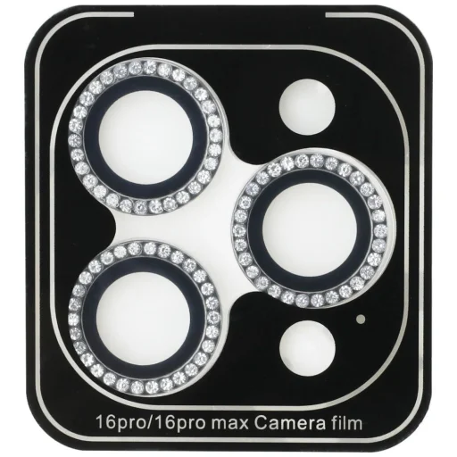  iPhone 16 Pro Max Ezüst Guess BP Rhinestone 2 az 1-ben kijelzővédő és kameralencse szett üvegfólia - 2