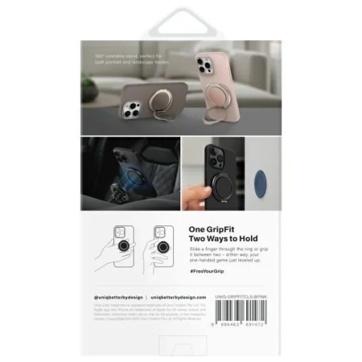 Uniq Gripfit 360 Mágneses tartó és telefontámasz mágneses tartó rózsaszín/púder rózsaszín - 3