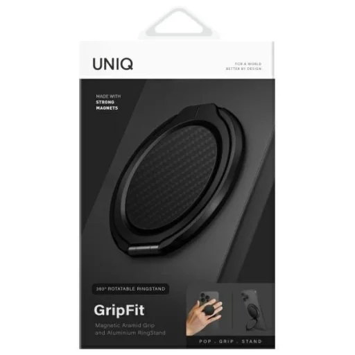 Uniq Gripfit Premium 360 Mágneses tartó és kitámasztó mágneses tartó fekete/karbonfekete - 5