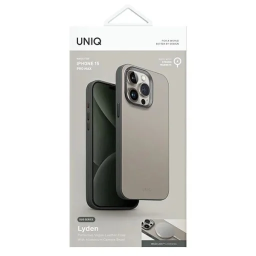 Uniq Lyden DS iPhone 15 Pro Max 6.7" Magclick Töltős tok bézs-zöld/elefántcsont-zuzmó zöld tok - 6