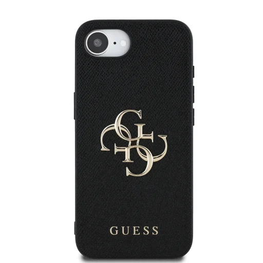  iPhone 16e Fekete Guess PU Grained 4G Metal Logo tok - 3