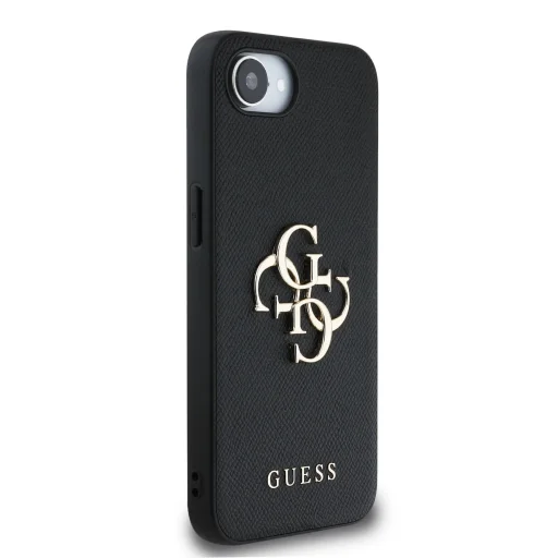  iPhone 16e Fekete Guess PU Grained 4G Metal Logo tok - 4