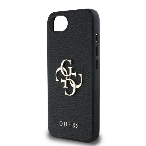  iPhone 16e Fekete Guess PU Grained 4G Metal Logo tok - 5