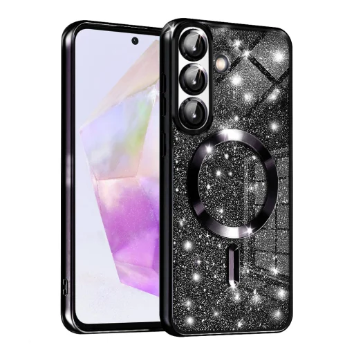 Techsuit - Luxuskivitelű Csillogó MagSafe - Samsung Galaxy A36 5G / A56 5G - Fekete tok - 1