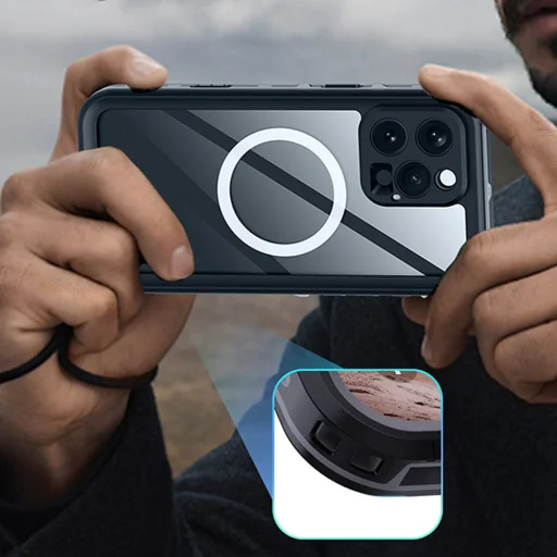 ShellBox - Vízálló IP68 tok - iPhone 16 Pro - Fekete - 5