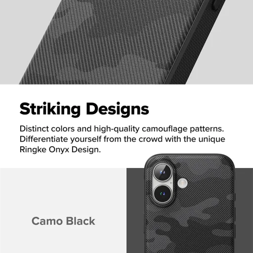  Ringke - Onyx Design - iPhone 16 Plus - Álcázott Fekete tok - 3
