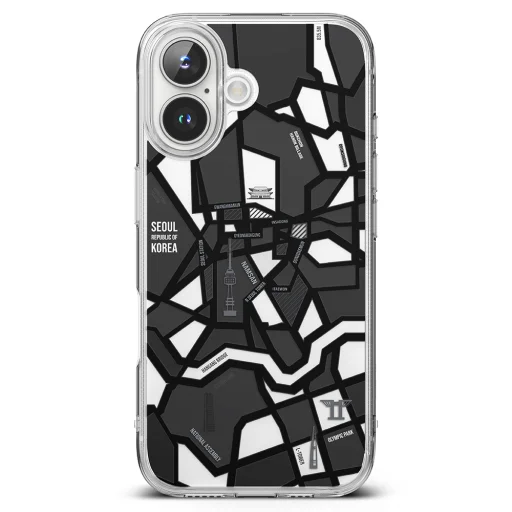  Ringke - Fusion Design - iPhone 16 Plus - Szöul térkép fekete tok - 3