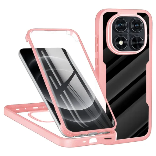 Techsuit - ColorVerse 360 Sorozat + Képernyővédő - Xiaomi Redmi Note 14 Pro 5G / Note 14 Pro+ 5G / Poco X7 - Rózsaszín tok - 1