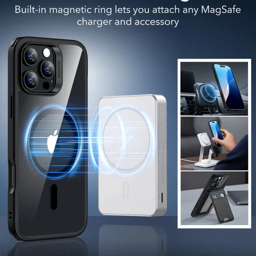  iPhone 16 Pro Max Átlátszó Fekete ESR - Klasszikus Hibrid HaloLock tok - 7