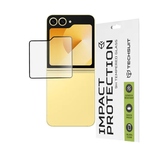 Techsuit - 111D Teljes Fedésű / Teljes Ragasztású Üveg [Külső Kijelző] - Samsung Galaxy Z Flip6 - Fekete - 1