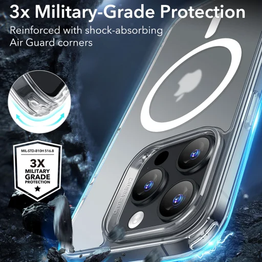  iPhone 16 Pro Max Matt Átlátszó ESR Klasszikus Hibrid HaloLock tok - 5