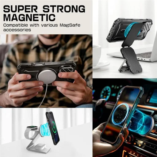  iPhone 16 Fekete Supcase - Unicorn Beetle XT MagSafe tok - 6