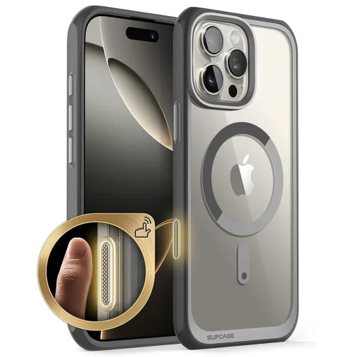  iPhone 16 Pro Max Szürke Supcase Unicorn Beetle Slim átlátszó MagSafe tok - 1