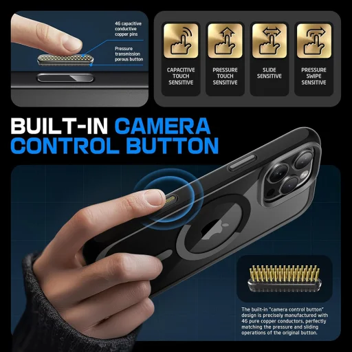  iPhone 16 Pro Max Fekete Supcase - Unicorn Beetle Slim Átlátszó MagSafe tok - 4