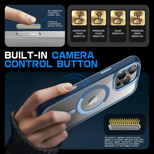  iPhone 16 Pro Max Azúr Supcase Unicorn Beetle Slim Átlátszó MagSafe tok - 4