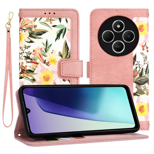  Xiaomi Redmi 14C / Poco C75 rózsaszín szívecske Techsuit FlipCraft tok - 1