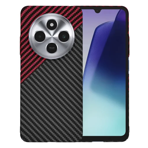 Techsuit - Carbonite FiberShell - Xiaomi Redmi 14C / Poco C75 - Vörös Vortex tok - 1