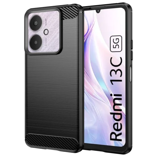 Techsuit - Szénszilikon - Xiaomi Redmi 13C 4G / 13C 5G / Poco M6 / C65 - Fekete tok - 1