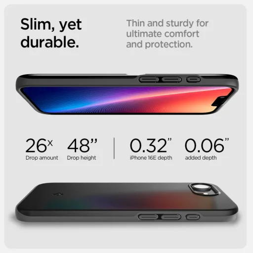  iPhone 16e Fekete Spigen Thin Fit Mag Magsafe tok - 13