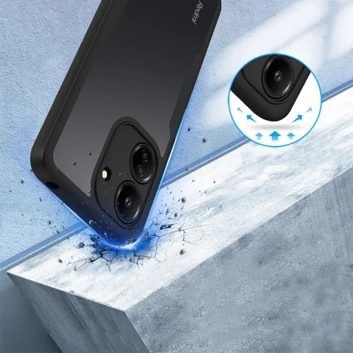 Techsuit - ColorVerse 360 Sorozat + Képernyővédő - Xiaomi Redmi 13C 4G / Poco C65 - Fekete tok - 6