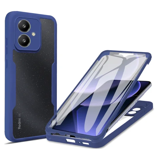 Techsuit - ColorVerse 360 sorozat + kijelzővédő - Xiaomi Redmi 13C 5G / Poco M6 - Kék tok - 1