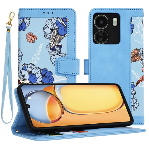 Techsuit - FlipCraft - Xiaomi Redmi 13C 4G / Poco C65 - Élénk Kék tok - 1