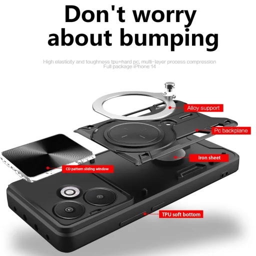 Techsuit - CamGuard Pro - Xiaomi Redmi 13C 5G / Poco M6 - Kék tok - 2