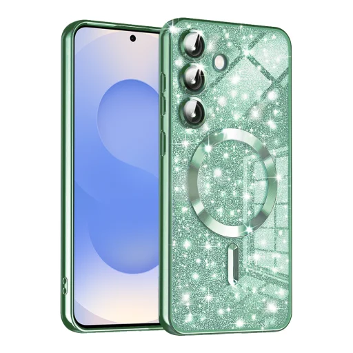 Techsuit - Luxus Csillogó MagSafe - Samsung Galaxy S25 - Világoszöld tok - 1