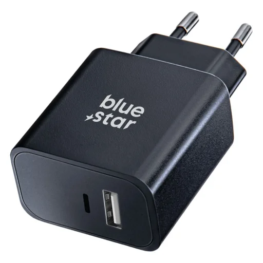 BLUE STAR utazó töltő USB C+USB-A aljzatokkal PD QC4.0 3A 25W TFB-TC-25WPD fekete - 2