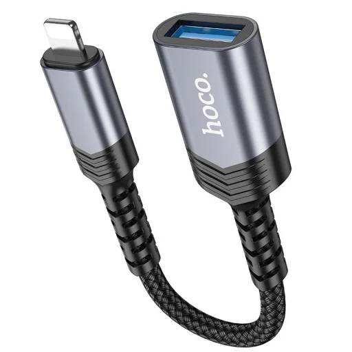 HOCO adapter iPhone Lightning 8-pin (férfi) USB (női) 3.0 UA24 fekete, - 5