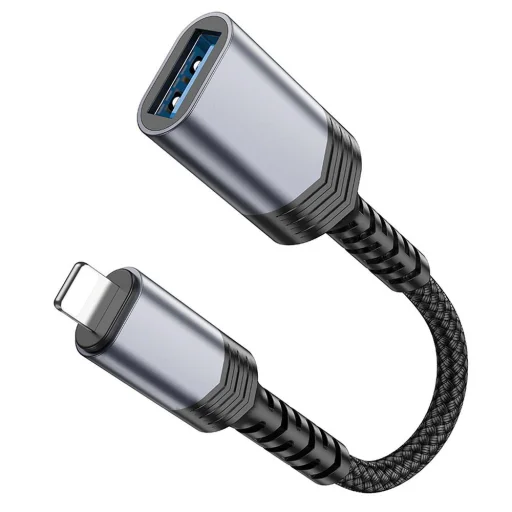 HOCO adapter iPhone Lightning 8-pin (férfi) USB (női) 3.0 UA24 fekete, - 6