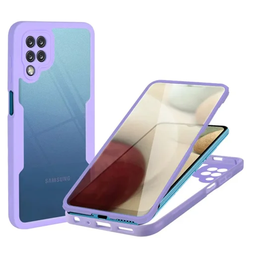  Techsuit - ColorVerse 360 sorozat + Képernyővédő - Samsung Galaxy A12 - Lila tok - 1