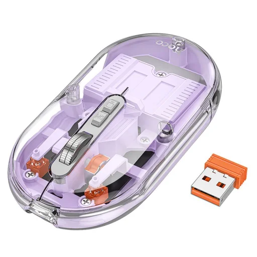 HOCO számítógépes vezeték nélküli egér kétmódú CSENDES 2,4G 1600 dpi GM35 romantikus lila - 1